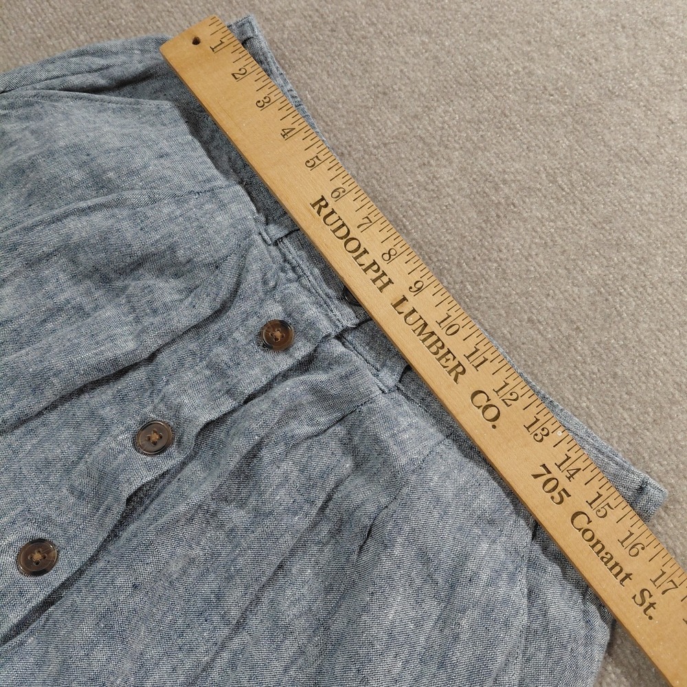 Lands End 100% Linen Flowy Skirt 12 A-Line Button Front Preppy Beachy Coastal - Picture 4 of 9